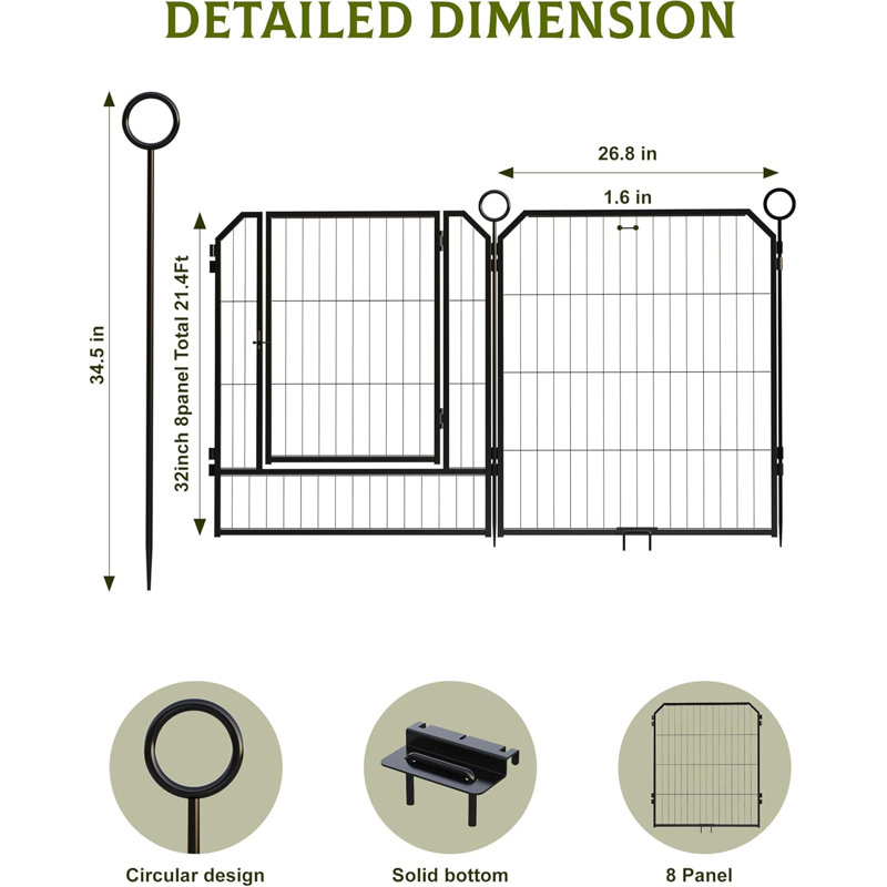 Panel Steel Pet Barrier With Door, 80cm H x 67.95cm W