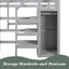 Lit mezzanine double avec garde-robe et escalier de rangement intégrés-68643030