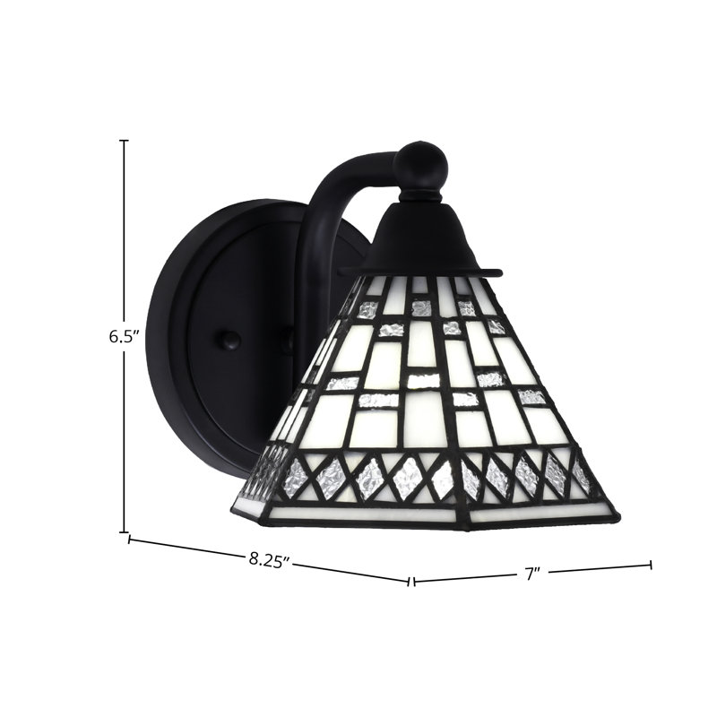Paramount Wall Sconce Shown In Matte Black Finish With 7" Pewter Art Glass