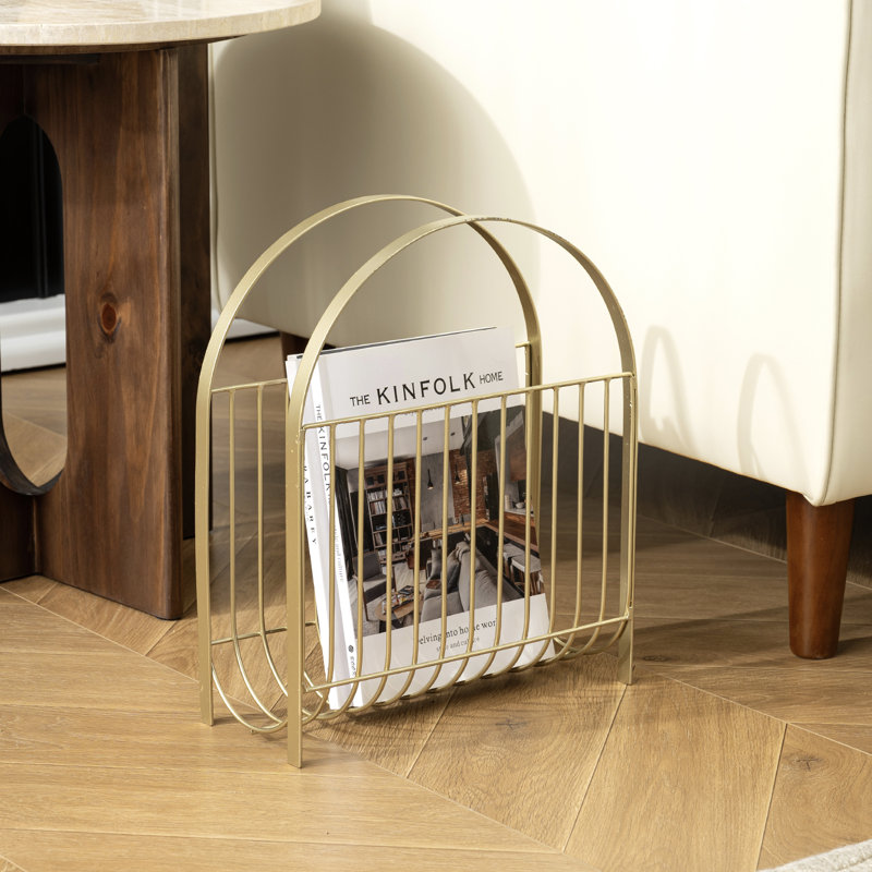 Brass Floor Magazine Rack