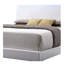 Lit en cuir synthétique blanc avec fonction lumières DEL, pieds droits, tête de lit rembourrée ultrabrillante, profil bas, 3 lattes et sommier requis, capacité de 660 lb, fonctionnalité de faux panneau de 49 po de hauteur,