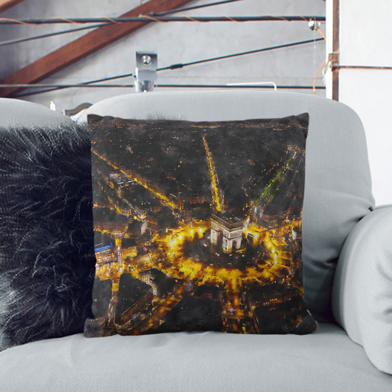 Paris Skyline Vol.1 Painting Scatter Cushion with Filling, Black, 55cm H x 55cm W x 20cm D