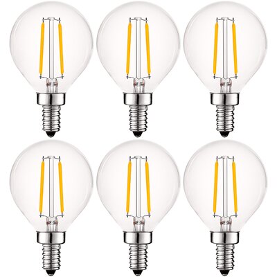 4 Watt (40 Watt Equivalent), G16.5 LED, Dimmable Light Bulb, E12/Candelabra Base -  Luxrite, LR21610-6PK