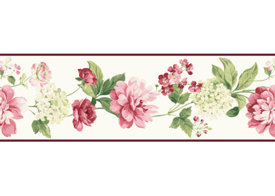 Papier peint avec bordure pivoine 15 pi x 8 po Umair