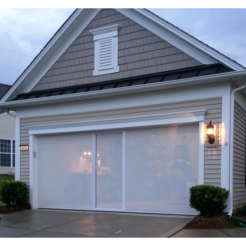 Paravent de porte de garage l 8 pi x H 9 pi, Cadre blanc / blanc, H 108 po x l 144 po