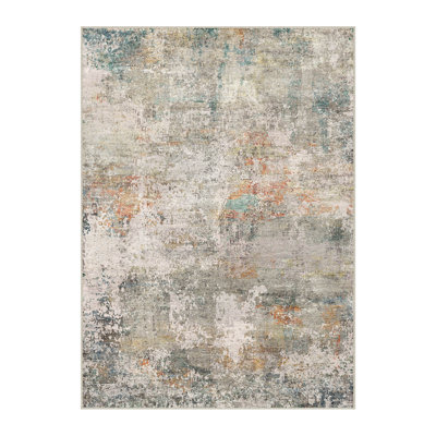 Jayden Abstract Grey/Red Area Rug