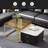 2-In-1 Square Nesting Coffee Table With Wheels & Drawers, Stackable Side Table With High Gloss Marble Grain Top, End Table Set With Brown Tempered Glass For Living Room-806633950