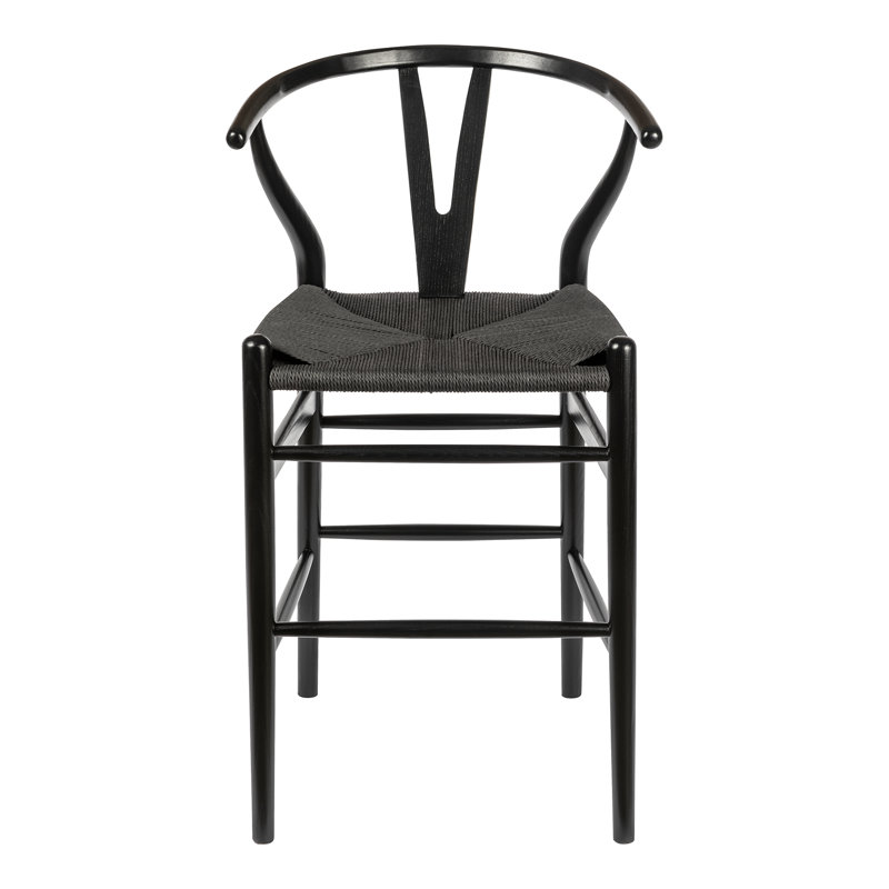 Tabouret de bar et de comptoir en bois massif Etta, Tabouret de comptoir (siège d'une hauteur de 25,7, Noir / Noir