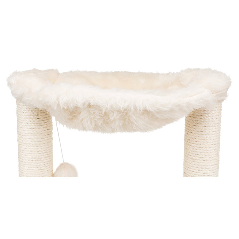 Cream Sisal Cat Tree with Plush Hammock and Toy