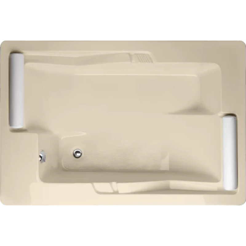 Ashley 72'' L Soaking Bathtub, Bone, Satin Nickel