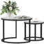 2 Pack Round Nest Glass Side Tables, Sleek Marble Effect Steel Frame Living Room Accent Tables, White