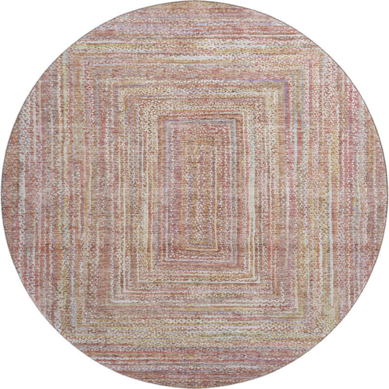 Premium Machine Washable Lubbers AMF1726 Geometric Rug, Round 8'