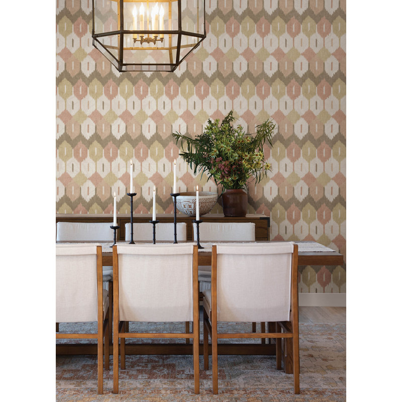 Abilene Apricot Ikat Wallpaper, Orange