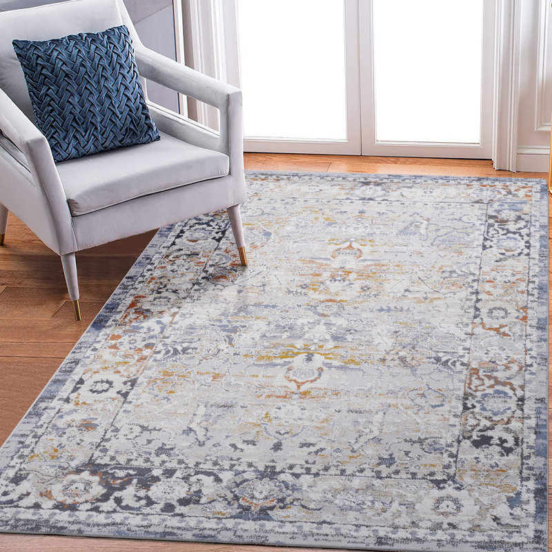 5X7 Area Rug /Grey - Non-Shedding Stain For Nursery Entryway Eat-In Kitchen, Rectangle 5'5" x 7'6"