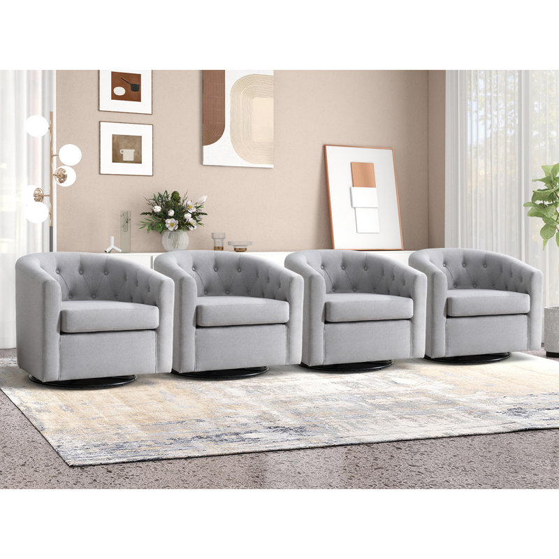  Ensemble de 4 chaises d'appoint Palopo, Lin gris pâle