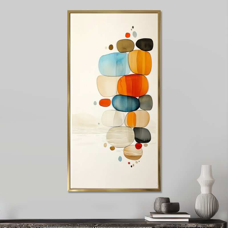 Décoration murale beige beige Funon I - Zen, impressions encadrées minimalistes, H 32 po x l 24 po, Gold Floater Framed