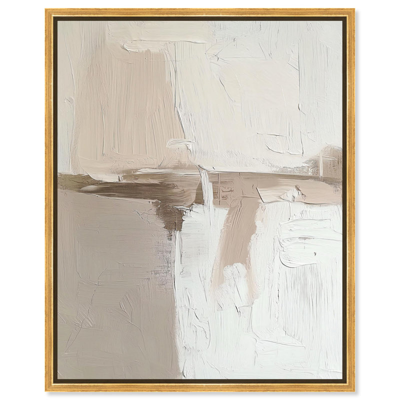 «Sandstone Impressions», toile neutre Boho par Art Remedy, H 21 po x l 17 po, Cadre flottant doré