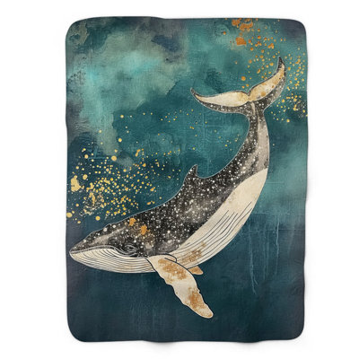 Whale Horizon - 1 Piece Premium Sherpa Blanket Throw Blanket
