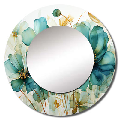 Harrietta bleu sarcelle vert organique croissance - miroir mural décoratif botanique