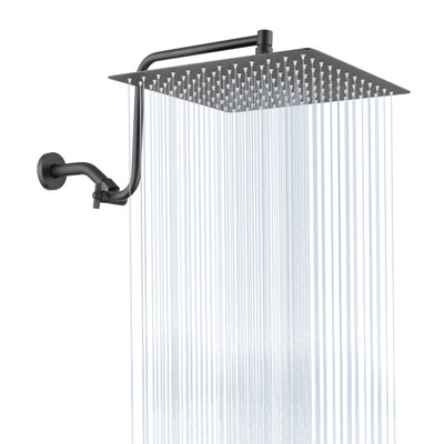 12" Stainless Steel Shower Head With Adjustable Arm - Nozzle Self-Cleaning Long-Lasting Performance