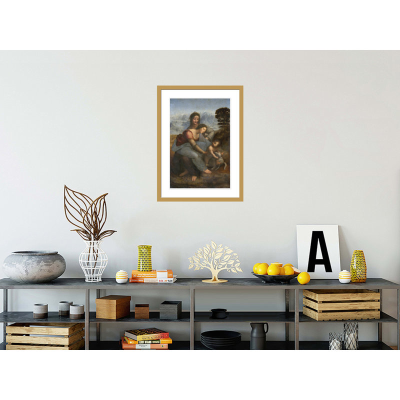 Vierge à l'enfant avec Sainte-Anne par Léonard de Vinci, impression giclée encadrée, H 29,5 po x l 21,88 po