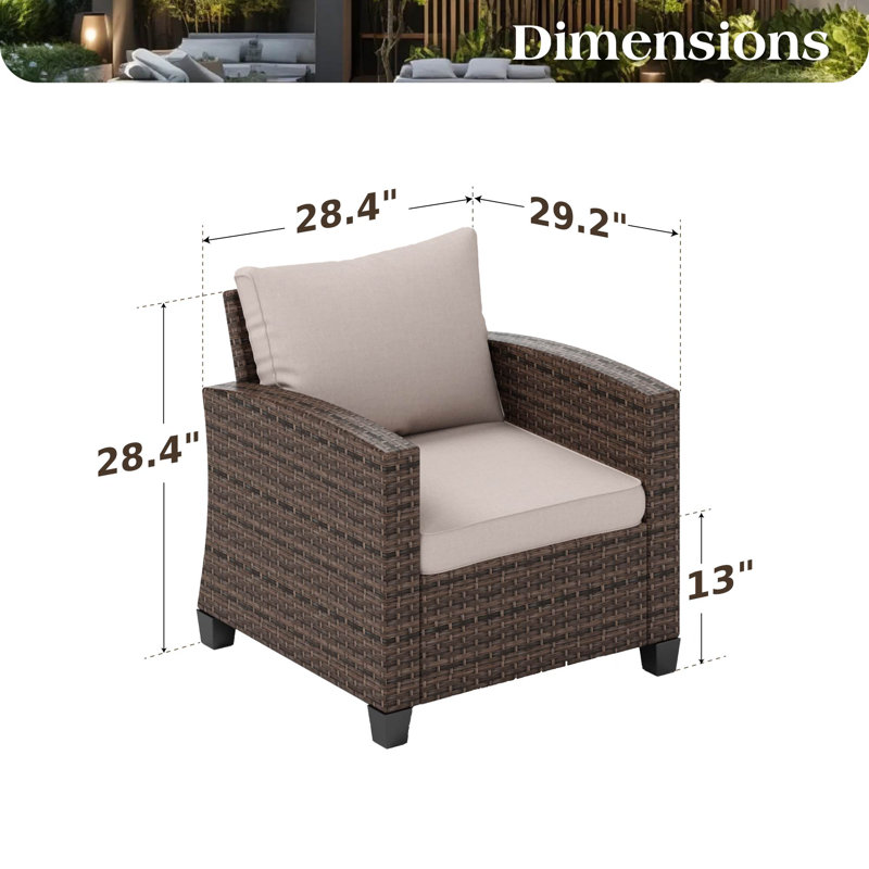Argyri Patio Chair with Cushions, Cushion Pro Beige Performance Canvas