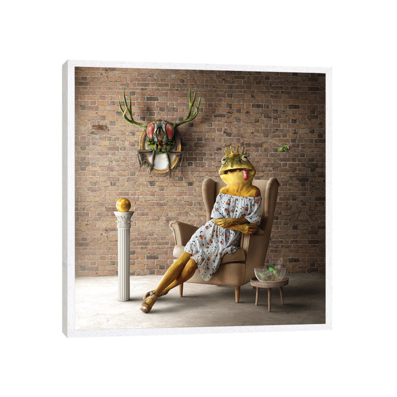 Home Fairytale: Frog Queen by Spielsinn Design - Gallery-Wrapped Canvas Giclée on Canvas, White Framed