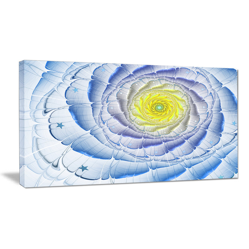 «Blue Yellow Fractal Flower», impression sur toile tendue, H 16 po x l 32 po x P 1 po
