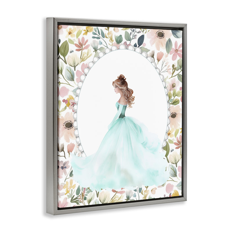  Princesse avec cadre flottant à bordure perlée, design par Christine Simpson Art, H 21 po x l 17 po