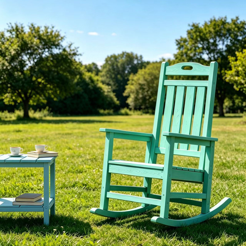 Chaise berçante en plastique Brayshun, Bleu Aruba