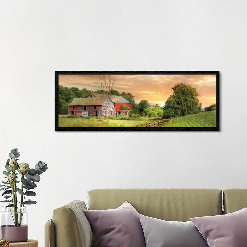 Greener Pastures by Lori Deiter - Panoramic Print on Canvas, Black Framed, 40.64cm H x 121.92cm W x 3.81cm D