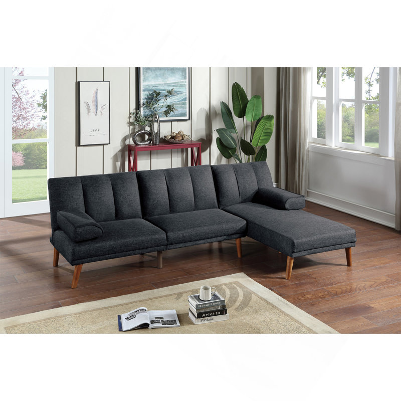 Canapé modulaire 2 pièces en polyfibre noir, Noir
