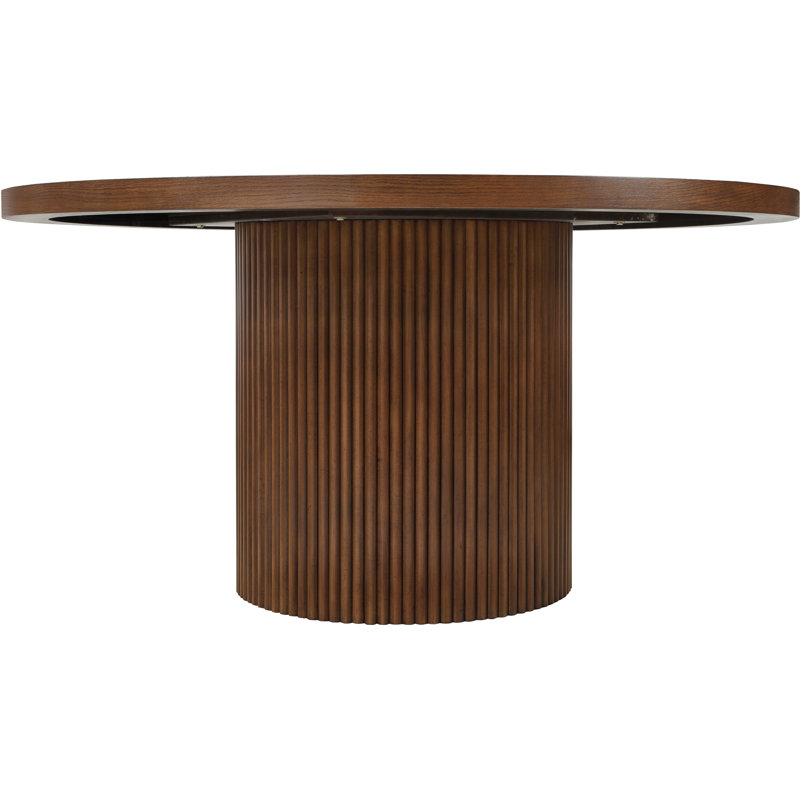 Belinda 60" Solid Wood and Oak Veneer Dining Table, Brown