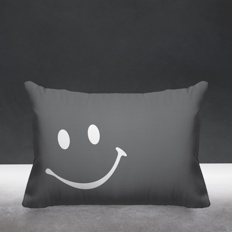 Housse et insert de coussin rectangulaire Sweet Sweet Smiley Face, Gris