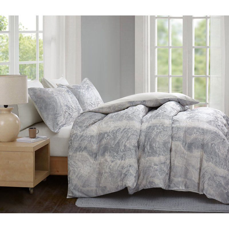 Mystic Jacquard 3PC Duvet Cover Set, King Duvet Cover + 2 Pillowcases 