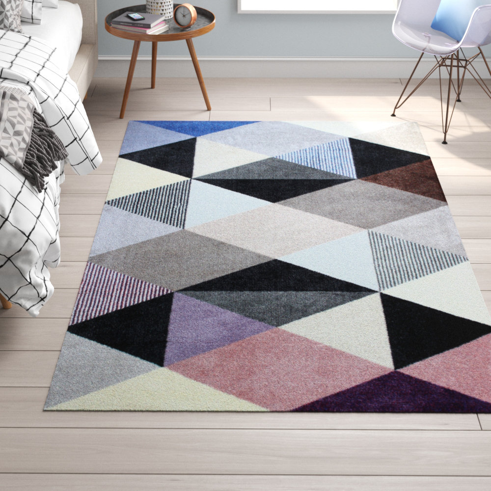 Trule Bowman Geometric Gray/Beige Area Rug | Wayfair