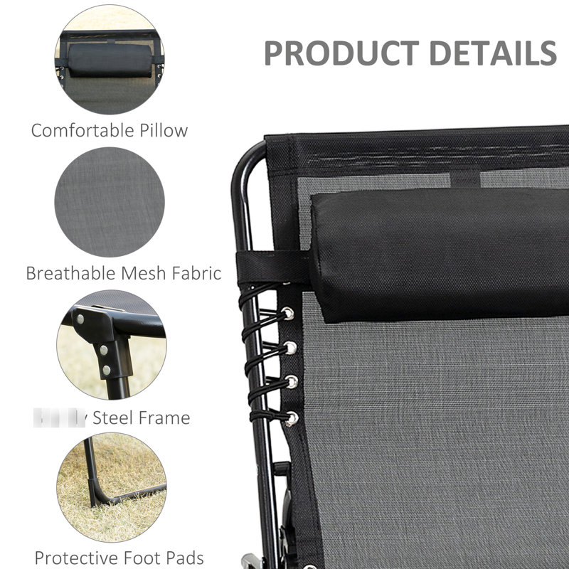 Chaise longue réglable réglable - Coussin amovible pour chaise longue de plage, poche latérale pour chaise de plage noire, lit de bronzage portatif, patio et jardin. . Noir Lit de camping. Capacité de charge de 264 lb.