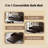 Dark Brown Chesterfield Sofa Bed - 93.8" King 3-In-1 Faux Leather Sleeper With Nailhead Trim