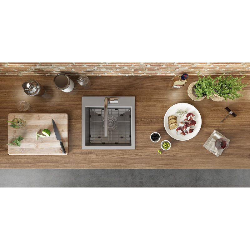 Tirana 15" L x 15" W Drop-In Bar Sink, StainlessSteel, 15" L x 15" W