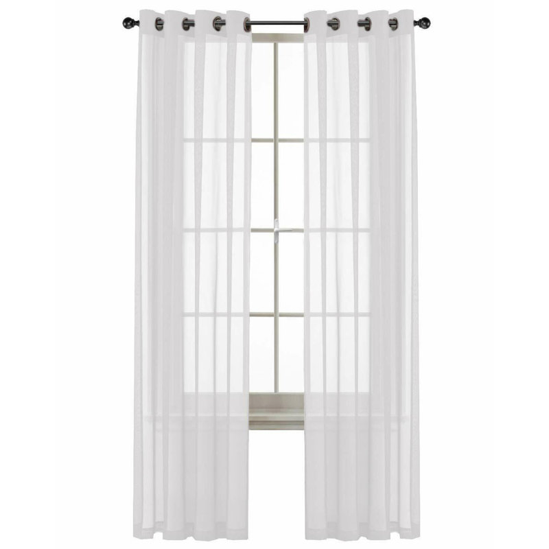 Paire de rideaux semi-transparents avec œillets Buchler, Blanc