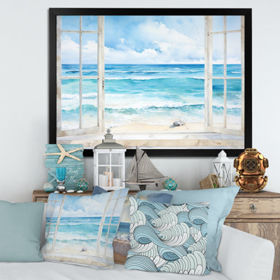 «Tranquility Beachside Windows Horizon II - Coastal Windows», art mural