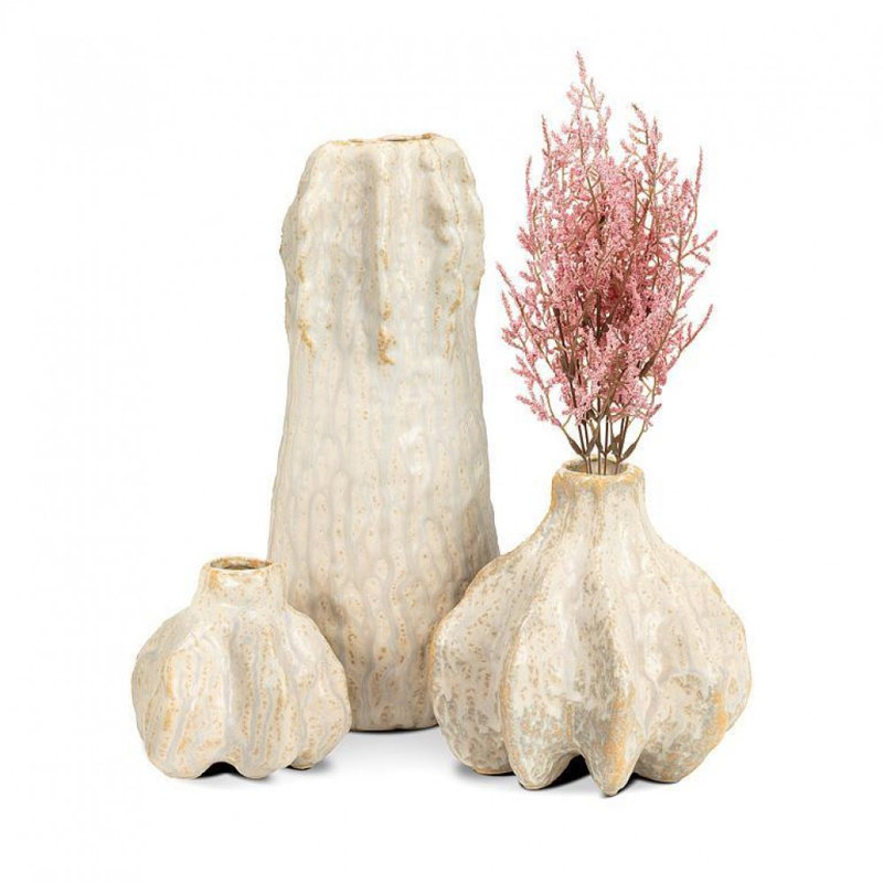 Spiny Look Antique White Vase
