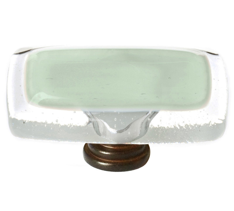 Poignée longue en verre épinette 2 po, Chrome poli, Vert épinette