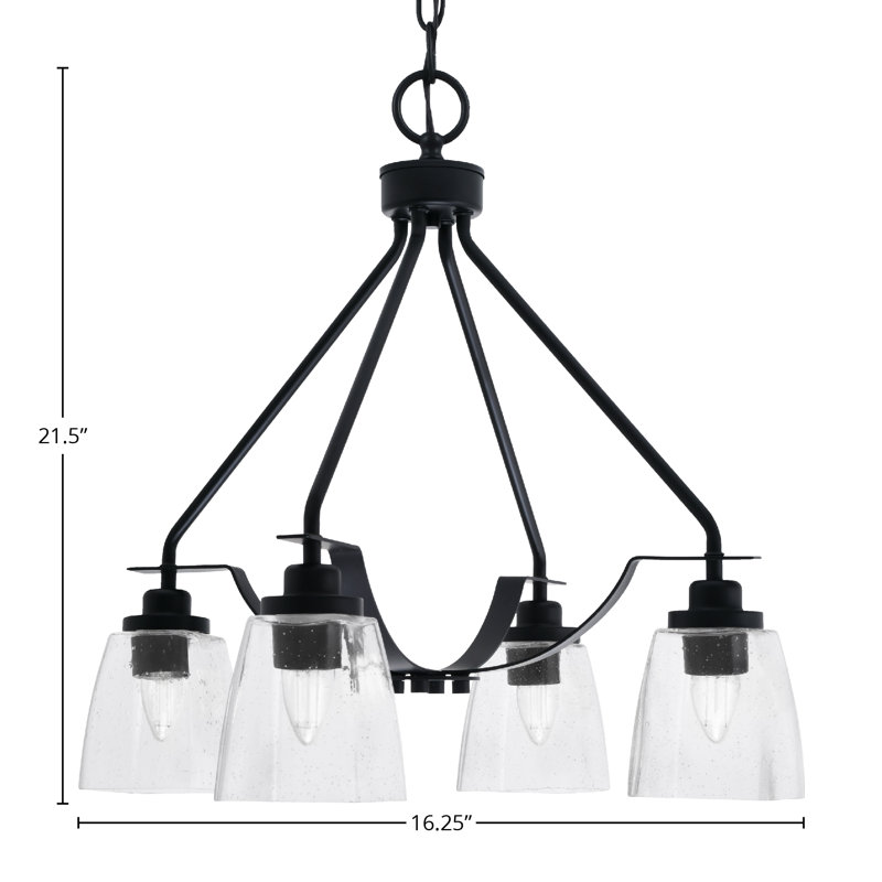 Lustre 4 lumières Odyssey Downlight, Clair, Noir mat