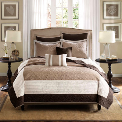 7 pièces de courtepointe très grand / très grand beige, médaillon étincelant, taies décoratives européennes et coussins décoratifs, couleur beige luxueuse lavable, Major, jet facile à nettoyer