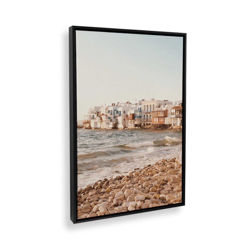 Mykonos Morning, impression sur toile roulée, Cadre flottant noir satiné, H 18,75 po x l 12,75 po x P 1,75 po