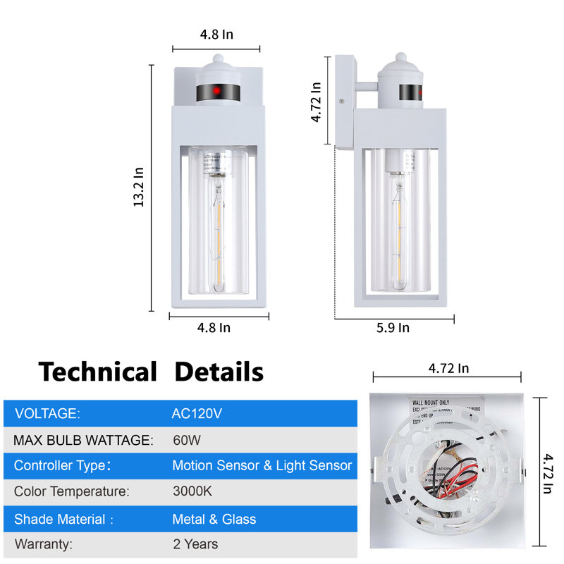 Smart Security Black Motion-Sensor Wall Lights For Your Outdoor Space 2-Pack, Natural