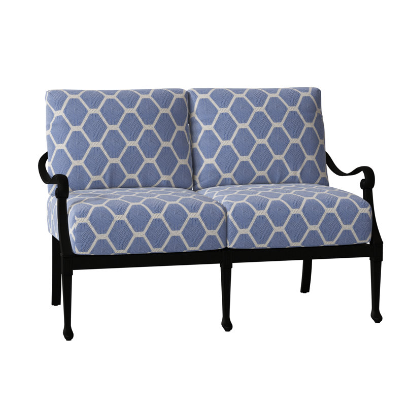 Causeuse avec coussins Wiltshire, Noir texturé, Toile bleu marine Sunbrella®