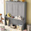 Grand lit avec tablette de bureau gris - qualité bureau