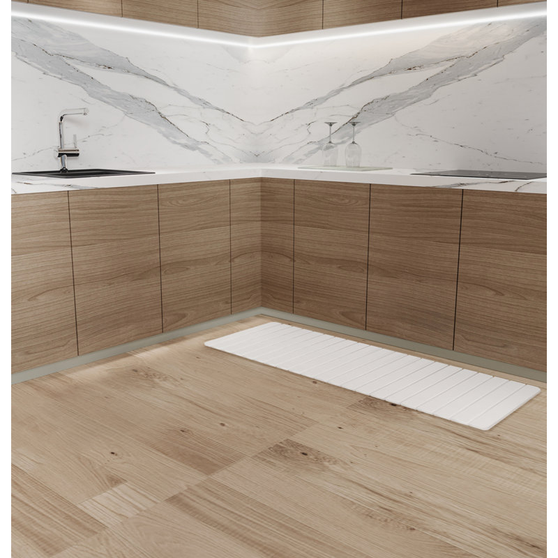 Dianeli Water Resistant Kitchen Mat, Natural White